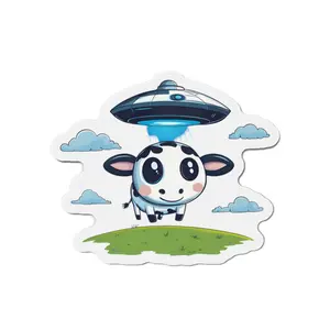 Abducted Cow by UFO Die-Cut Magnet, Car, Refrigerator, Laptop Magnet, Alien, UFO, Cow, Gifts, Decor, Home, Office Decoration