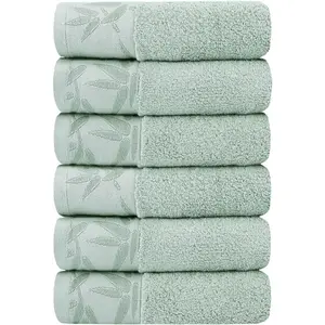 SEISSO Bathroom Hand Towels Set of 6 Bamboo Viscose Towel, Quick Dry & Durable Bath Hand Towel 13” x 29”, Soft Absorbent Washcloth Perfect for Home Bathroom, Hotel, Salon, Spa, Gym, Kitchen, Green