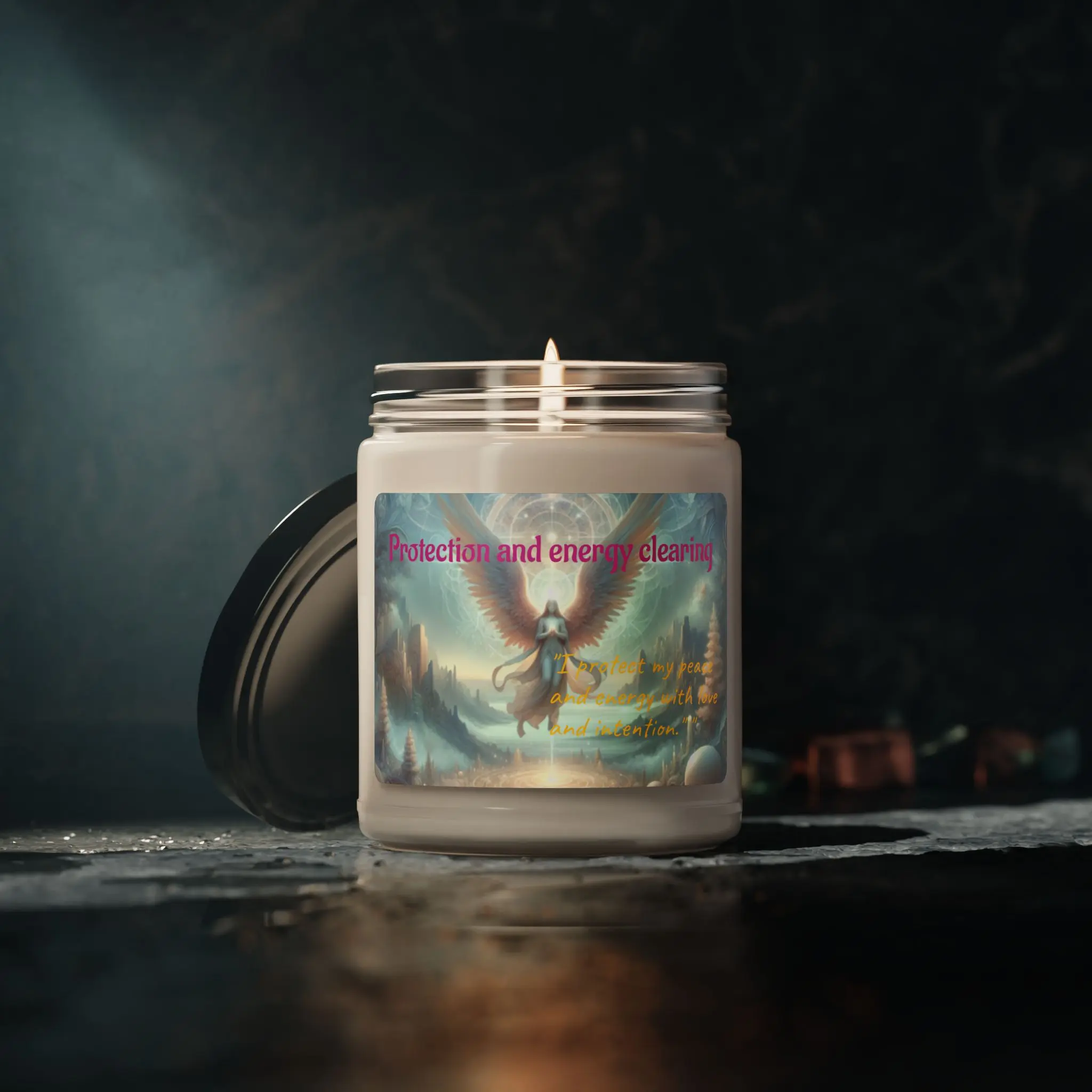 Affirmation Candle for Protection and Energy Clearing - Scented Soy Glass Candle for Meditation & Self-Care - Eco-Friendly Non-Toxic Reusable Decor - Perfect for Christmas Ornaments & Perfume Décor Decoration Aroma Farmhouse Farmhouse Cream Coconut