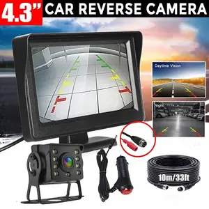 4.3 Inch Desktop Car Monitor + Backup Camera, Full Parking Assistance Kit, HD Night Vision, Universal Damage-Free Installation