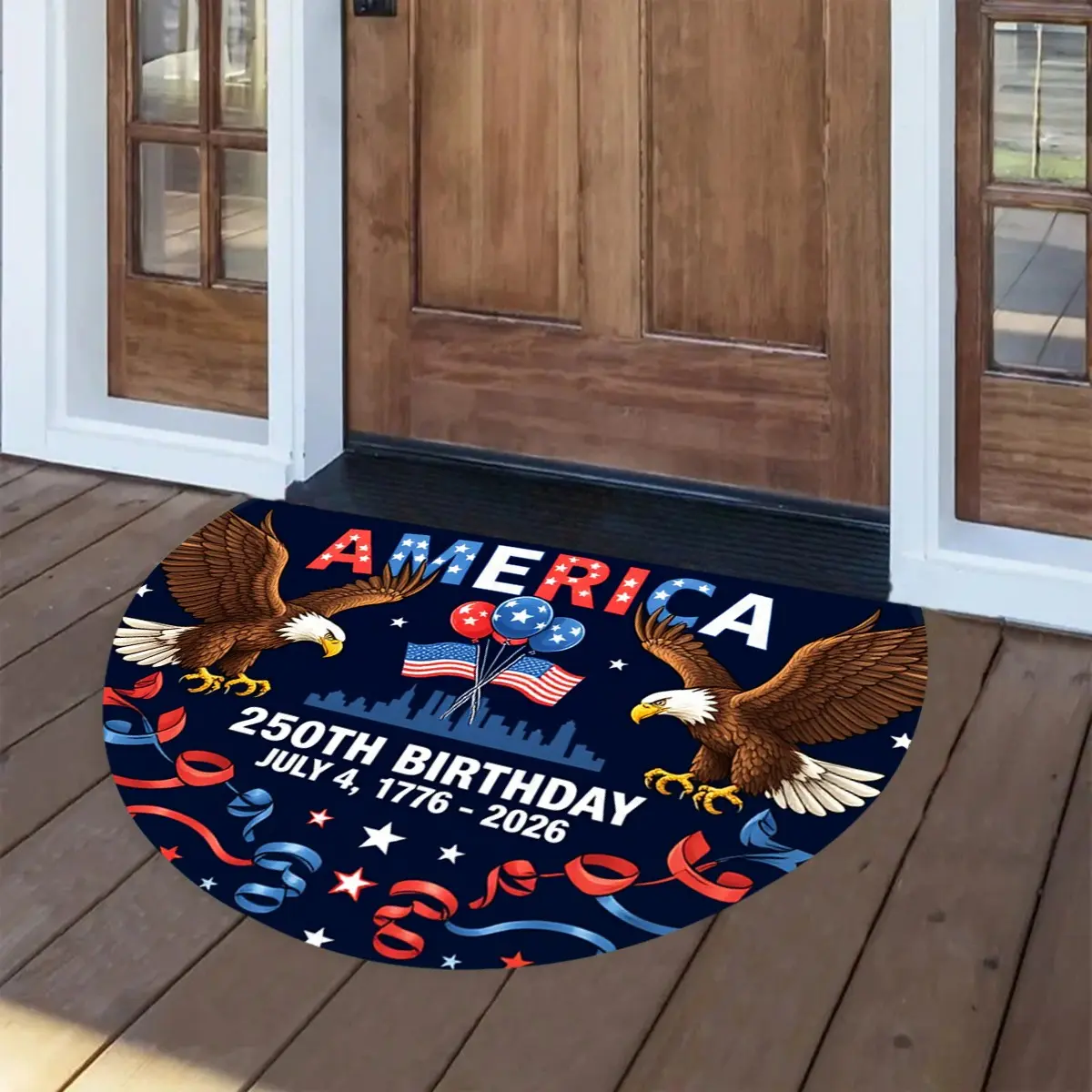 1pc Independence Day Entryway Rug, American Flag Design Decorate Rug, Contemporary Style Carpet for Bedroom Courtyard Home Decor, Decorative Mat