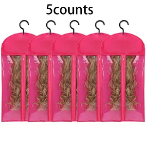Wig Storage Bag, Zipper Transparent Dustproof Wig Storage Bag, Hair Extension Holder, Wig Bag, Wig Storage for Multiple Wigs, Durable Cover, Set
