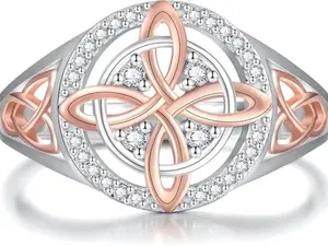 Witch Knot Ring, Two-Tone Celtic Love Knot Sterling Silver Gold Plated Ring, Mystical Protection Jewelry for Women, WitchTok Aesthetic Gift