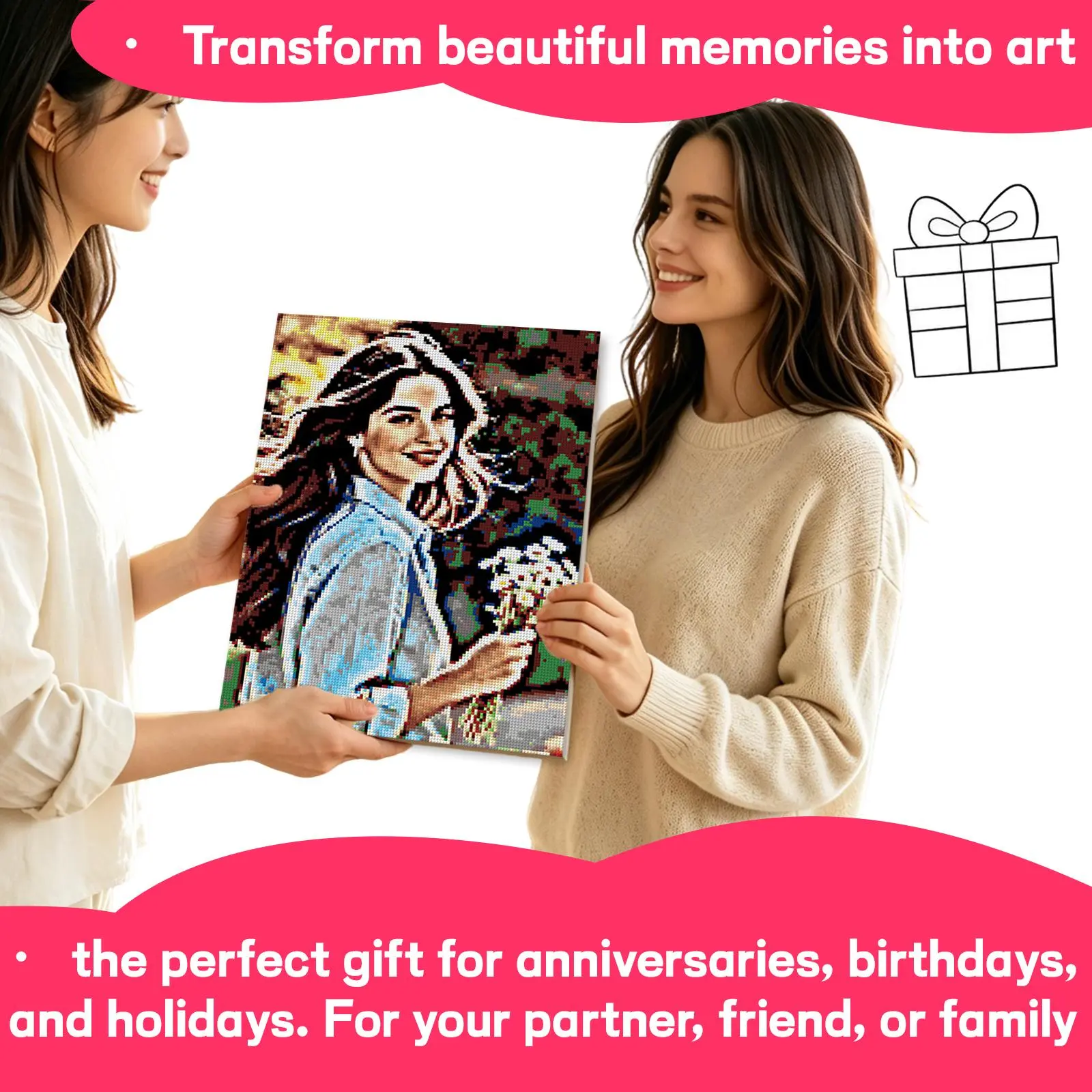Custom Framed Portrait Diamond Painting Kit - 30×40cm, 38 Colors Square Drills, Gift Box Packed, Rhinestone Bedazzling Kit, DIY Craft for Personal Photos, Entryway Wall Decor, Perfect Gift for Anniversary & Birthday Crafting