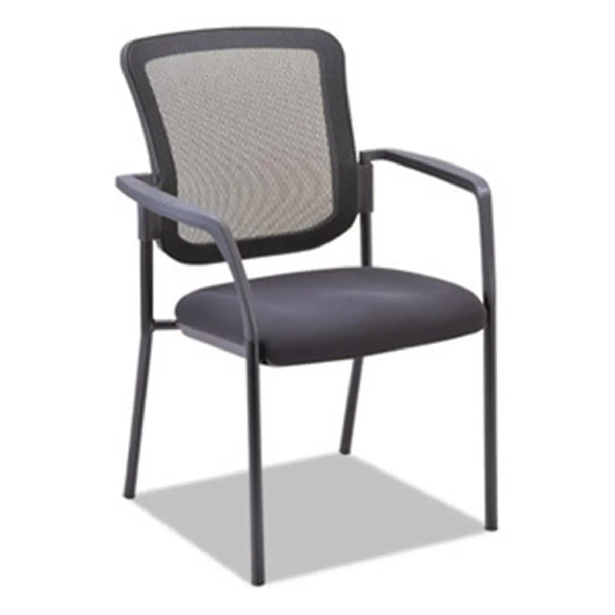 Alera ALEEL4314 Ergonomic Mesh Guest Stacking Chair - Black, Closed Loop, Cool Breathable Mesh Back Upholstery, 36.25" H x 25.62" W x 25.25" D, 23 lbs, for Waiting Room, Lobby, Reception