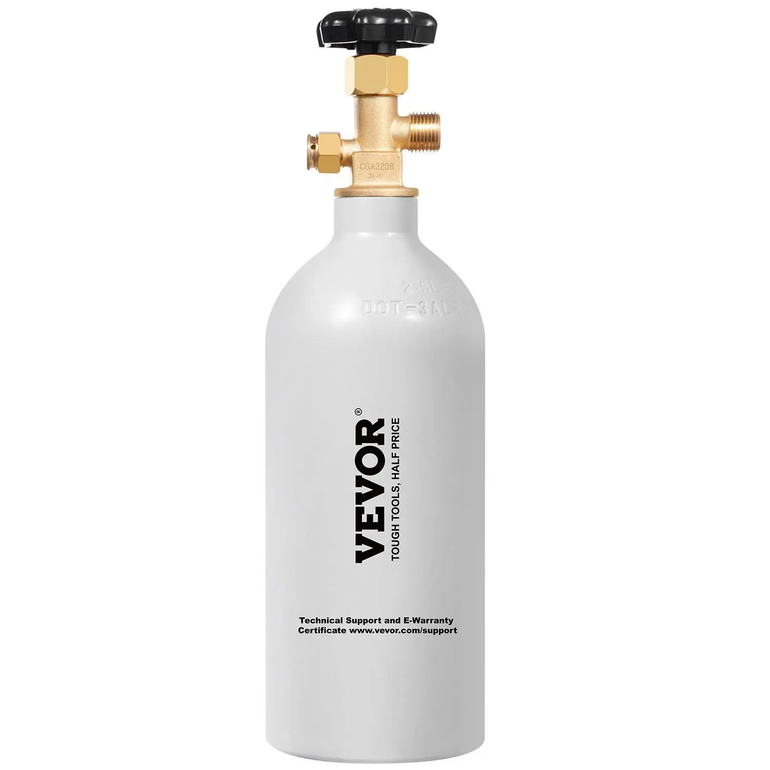 VEVOR CO2 Tank, 2.5 lbs New Aluminum Alloy Cylinder, CO2 Air Tank with Light Gray Spray Coating, CGA320 Valve Adjustable Pressure, DOT Approved Cylinder for Draft Beer Dispensing and Soda Maker