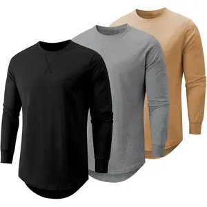 Mens 3 Pack Cotton Hipster Hip Hop Longline Crewneck T-Shirt