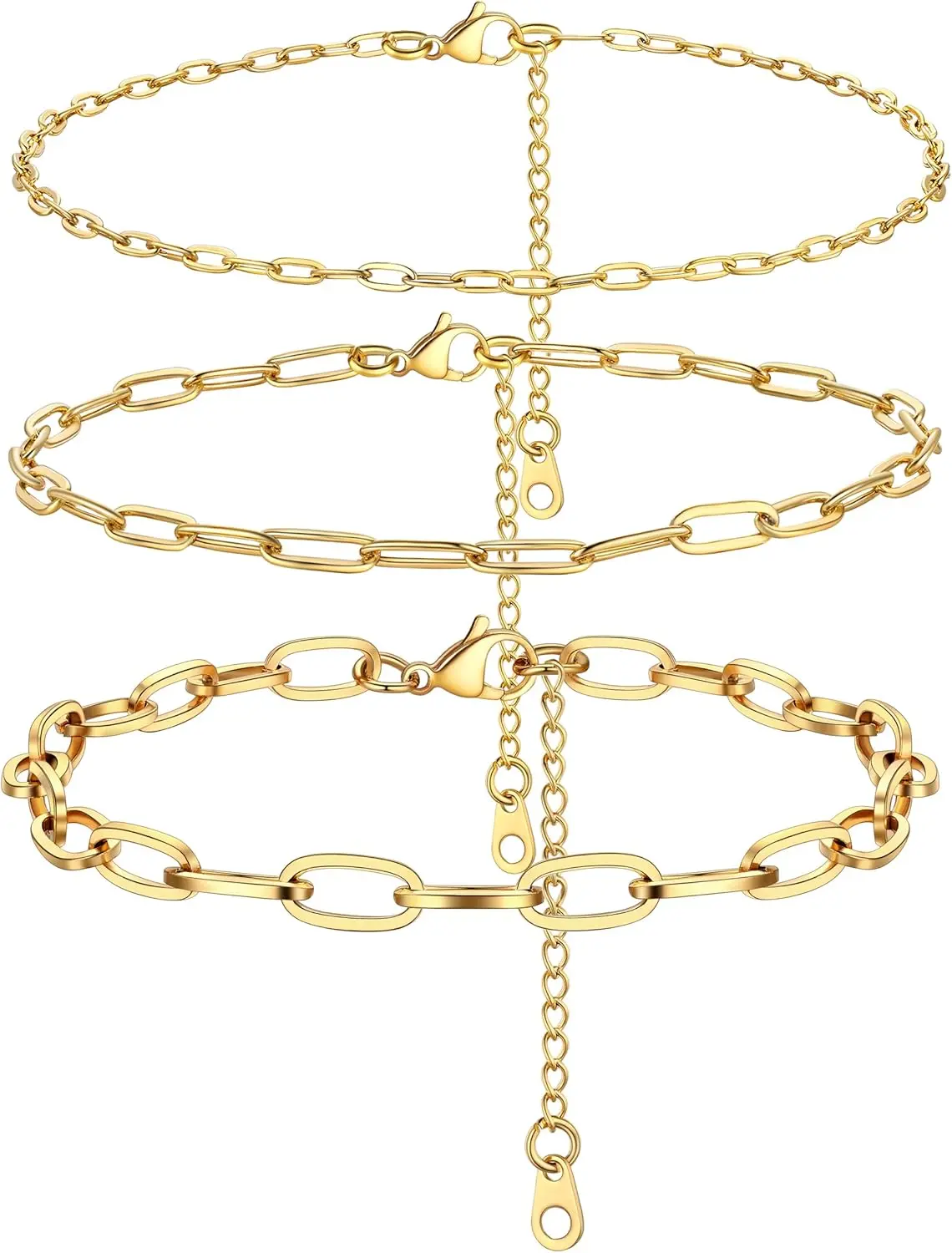 L: gold-paperclip chain(3pcs)