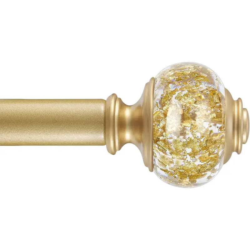 Curtain Rods 36 to 72 Inches(3-6 ) with Solid  Alloy Brackets, 1 Inch Telescoping Drapery Rod for Windows, Heavy Duty Decorative Curtain Rods with Translucent Finials, Warm