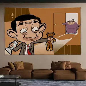 Cartoon Funny M-MR B-Bean Cute Tapestry Background Hanging Cloth Bedroom Room Decor Aesthetic Tapestry Wall Party 60X40