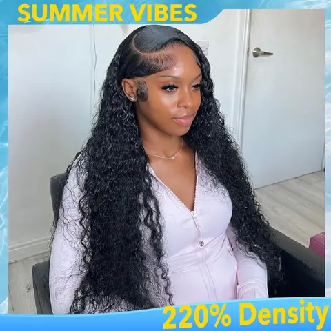 Adult Curly Wigs Human Hair, Summer Vibes Brazilian Lace Frontal Wig with 13x6 Transparent Lace, 220% Density Spiral Curls, Natural Hairline with Baby Hair, Adjustable Strap, Travel & Graduation Use