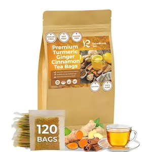 Rebellious Tea Premium Turmeric Ginger Cinnamon Tea Bags 100% Natural Anti-Inflammatory Eco-Friendly 120 Count Sugar-Free Caffeine-Free Gluten-Free Vegan Herbal Tea Loose Leaf Beverage Chinese