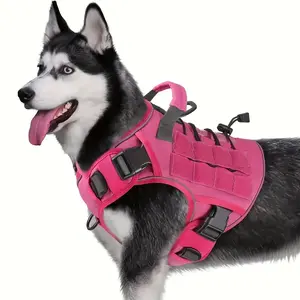 Dog Harness Tactical Dog Harness with Handle No-Pull Service Dog Vest with Panels Adjustable Dog Vest Harness for Walking Hiking Training