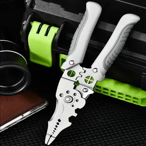 Heavy Duty 9 in 1 Electrical Wire Stripper Multipurpose Crimp Cutter Hand Pliers Anti Slip Comfortable Grip Design Practical Electrician Tool for Home Improvement Circuit Wiring Daily Repair Projects