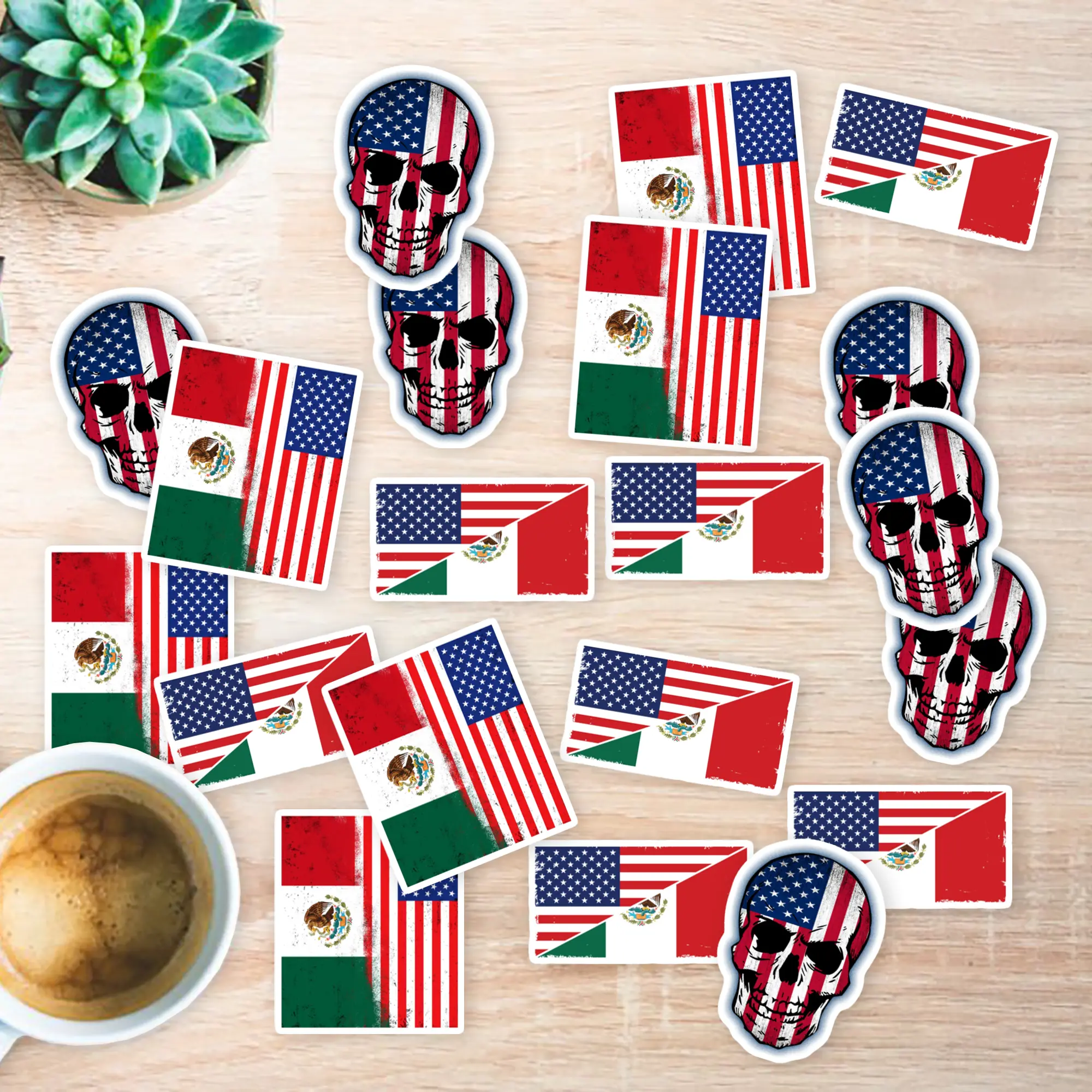 Stickers Pack 20 Pcs Mexican Bottle Bumper Waterproof and Colorful Luggage Bike American Laptop Car Water Flag Vinyl Skateboard Aesthetic Guitar