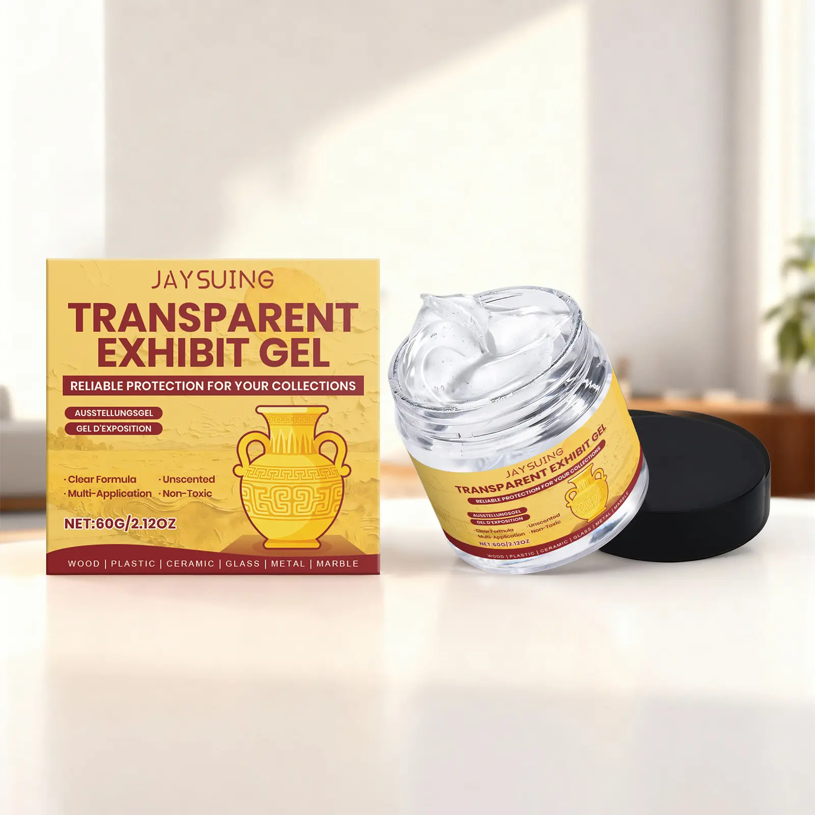 Transparent Exhibition Gel, Multi-Material Compatibility Display Protection, Stable Protective Base, Ideal for Exhibits and Collections