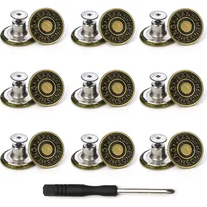 Jeans Buttons Replacement, Instant No Sew Buttons for Pants with Tool,17MM