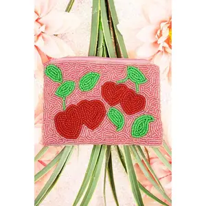 Cherry BEADED COIN clutch PURSE
