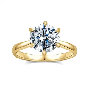 1CT 18K Yellow/White Gold Plated CZ Round Solitaire Engagement Ring Women's Queen Wedding Band Jewelry