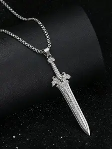 Trendy Punk Sword Pendant, Gothic Stainless Steel Chain Necklace, Simple Retro Design, Suitable for Both Men and Women, Street Style, Party Style, Personalized Casual Necklace, Fashion Necklace, Jewelry Gifts