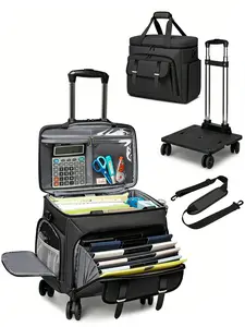 Teacher Commute Saver! Wheel Pull Bag, Book Teaching Aids All-In-One, Relieve Shoulder Neck Pain, Teacher Exclusive Rolling Storage Bag