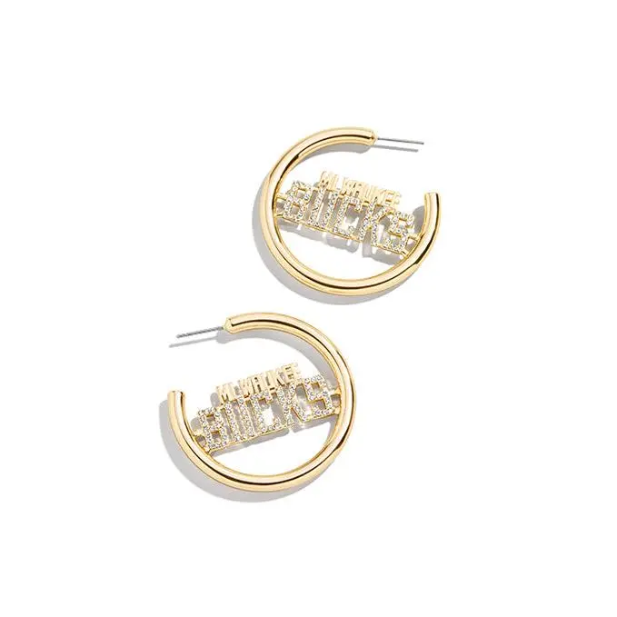 BaubleBar Wordmark Milwaukee Bucks Hoop Earrings