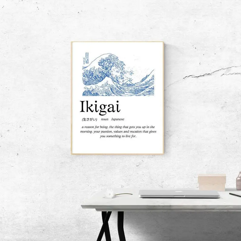 [UNFRAMED POSTER] Ikigai Poster for Wall Art | Japanese Wall Art | Home Decor, Japandi Art | Digital Print| A4 | A0 | A6 | A2