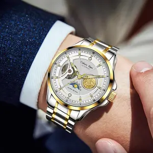 Caloric Kien Explorer Series Men's Automatic Skeleton Mechanical Watch Swiss Movement 42mm Dial Sapphire Crystal Stainless Steel Bracelet Waterproof Shockproof Luminous Luxury for Business Social Events Round Design