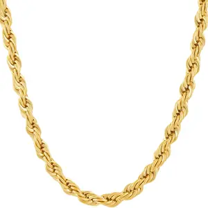 LIFETIME JEWELRY 6mm Rope Chain Necklace for Women and Men 24k Real Gold Plated (16 inches, 1 - Gold Plated)