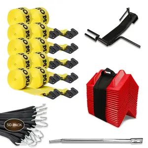 Flatbed Kit - Straps + Winch Bar & Winder + V Boards - 82 Pieces - DC Cargo Mall