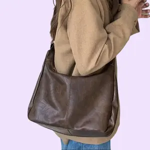 Maxoner Women's Retro Hobo-Shape PU Leather Crossbody Shoulder Bag - Adjustable, Waterproof, High-Capacity Handcrafted Work Bag - 11.81x8.66x3.94in Everyday Purse with Local Delivery, Handcrafted Bag, Work Bags For Women