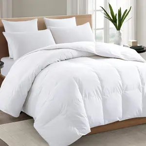 2100 Series  Comforter All Season Breathable Cooling White Comforter Soft 4D Spiral Fiber Quilted Down Alternative Duvet with Corner Tabs Luxury Hotel Style (88"x88")
