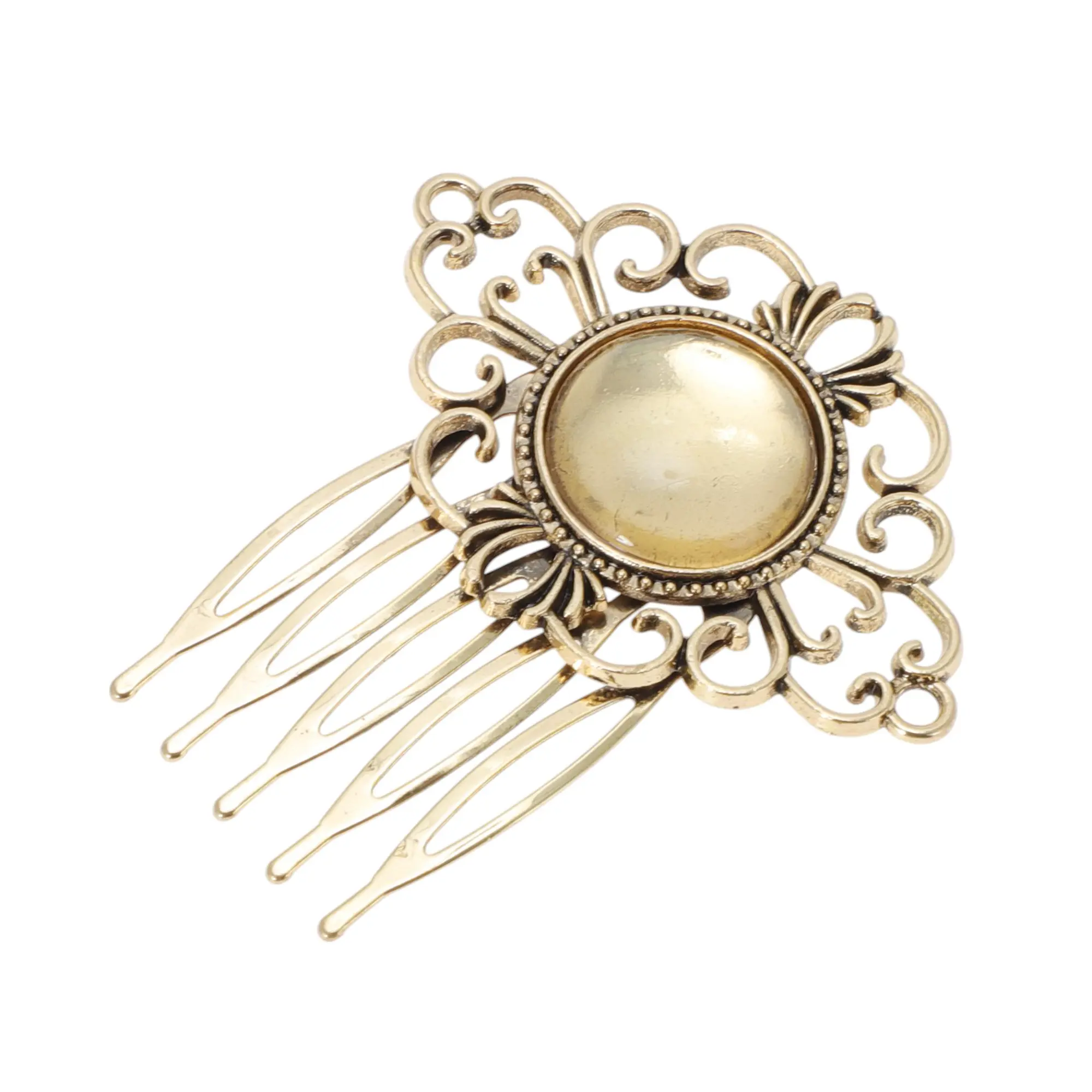 VOCOSTE Women's Vintage Gold-Tone Portable Circle Side Comb, 1 Pieces