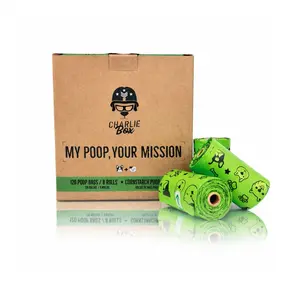 Certified Compostable Dog Waste Bags – ASTM D6400 Pack of 120 Bags (8 Rolls)