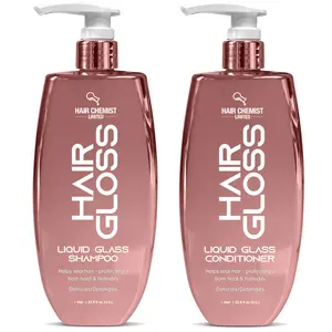 Hair Chemist Hair Gloss Liquid Glass Shampoo & Conditioner Set 33.8 Ounce - 2-PC Set Smoothing Shampoo Adds Shine Frizz Reducing Conditioner Lightweight Formula