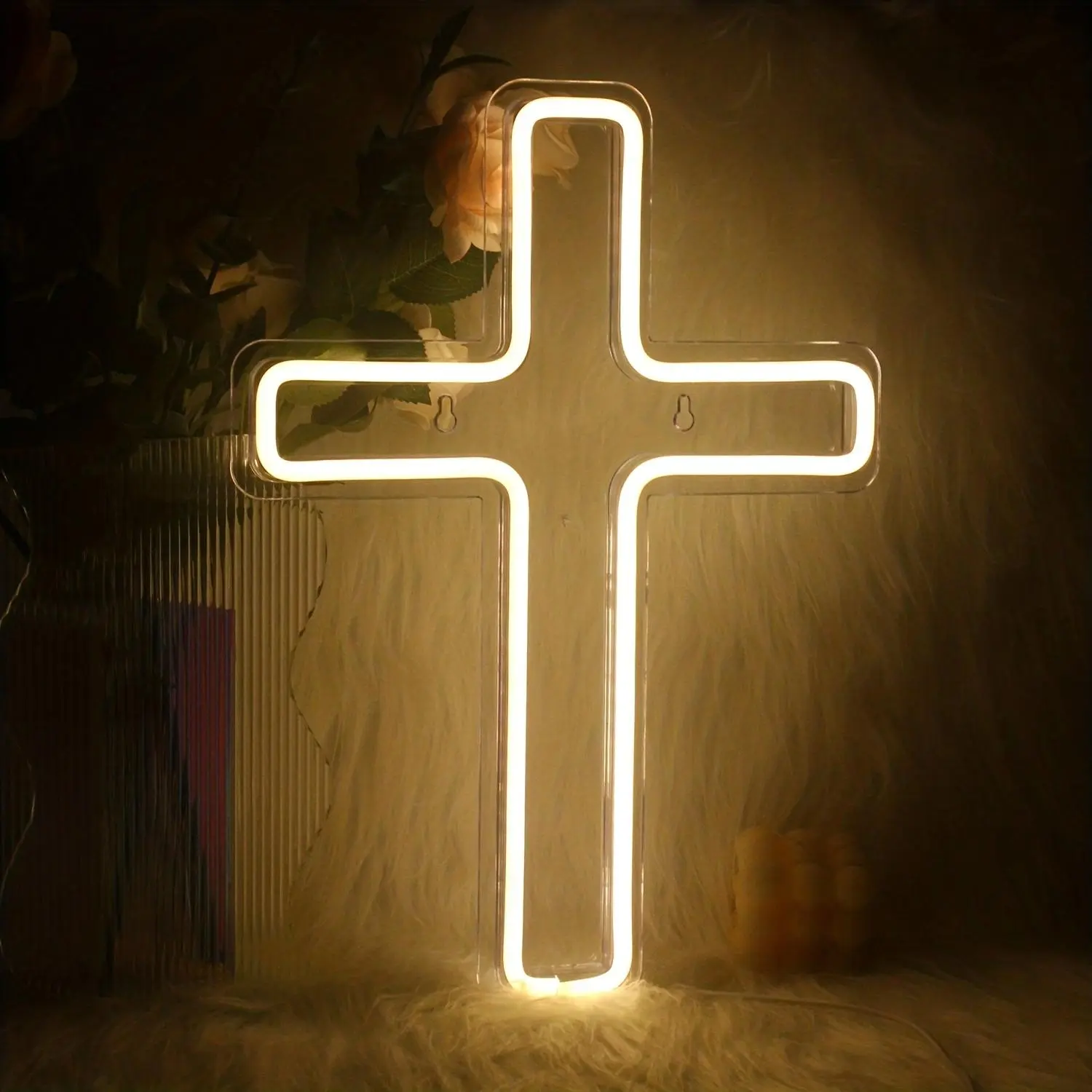 Cross Shaped LED Neon Sign, USB Powered Wall Mounted Neon Sign, Decorative Lamp for Home, Bar, Club, Tavern, Leisure and Entertainment Venues, Led Neon Lights, Led Ambient Lighting, Led Decoration Lamp, Led Light Up