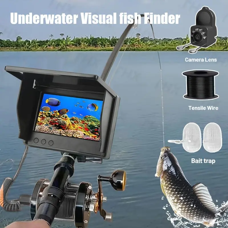 XHJ Underwater HD Fishing Camera with 4.3-inch Screen - Waterproof Fish Finder for Aquariums And Outdoor Fishing Gear - Fishing Tackle And Equipment - The Ideal Summer Gift for Anglers, Mother's Day Gifts