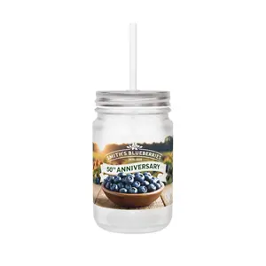 Personalized Mason Jar with Blueberries - 50th Anniversary Celebration