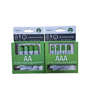 AA4+ AAA4  USB Rechargeable Battery Set, Type-C Charging, Lithium 2405mwh and 666mwh Ideal for Mouse, Remote and Shaver