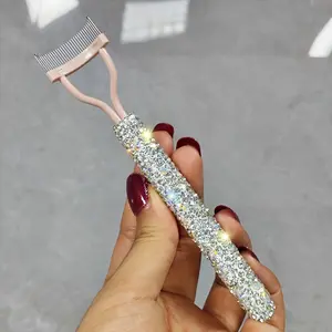 1pc Light Luxury Eyelash Comb, Artificial Diamond-Encrusted, Partial Detail Eyelash Curling, Long-Lasting Styling Comb, Creative Combing, Eyelash Separation Special Steel Needle Comb