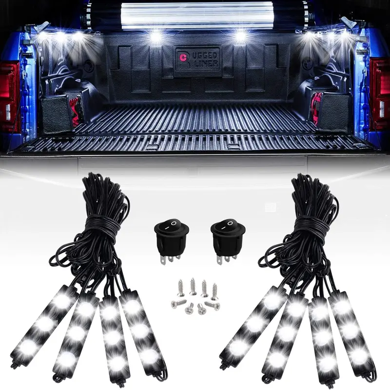 Nilight TR-08 8PCS 24LED Bright Rock Light Kit - IP67 Rated Car Accessories, Accessories for Car, Off-Road LED Lighting with Switch for Cargo Trucks, Pickup Beds