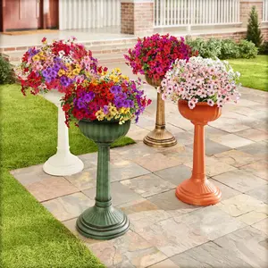 SHareconn 24 Bundles Artificial Flowers, UV Resistant Daisy & Eucalyptus, Outdoor Faux Plants, Long-Lasting Porch & Garden Decor