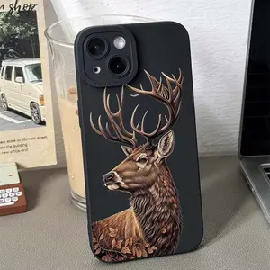 Deer Pattern Phone Case, TPU Decorative Phone Protector Cover, Phone Accessories Compatible with iPhone 11 12 13 14 15 Pro Max, Smartphone Protector