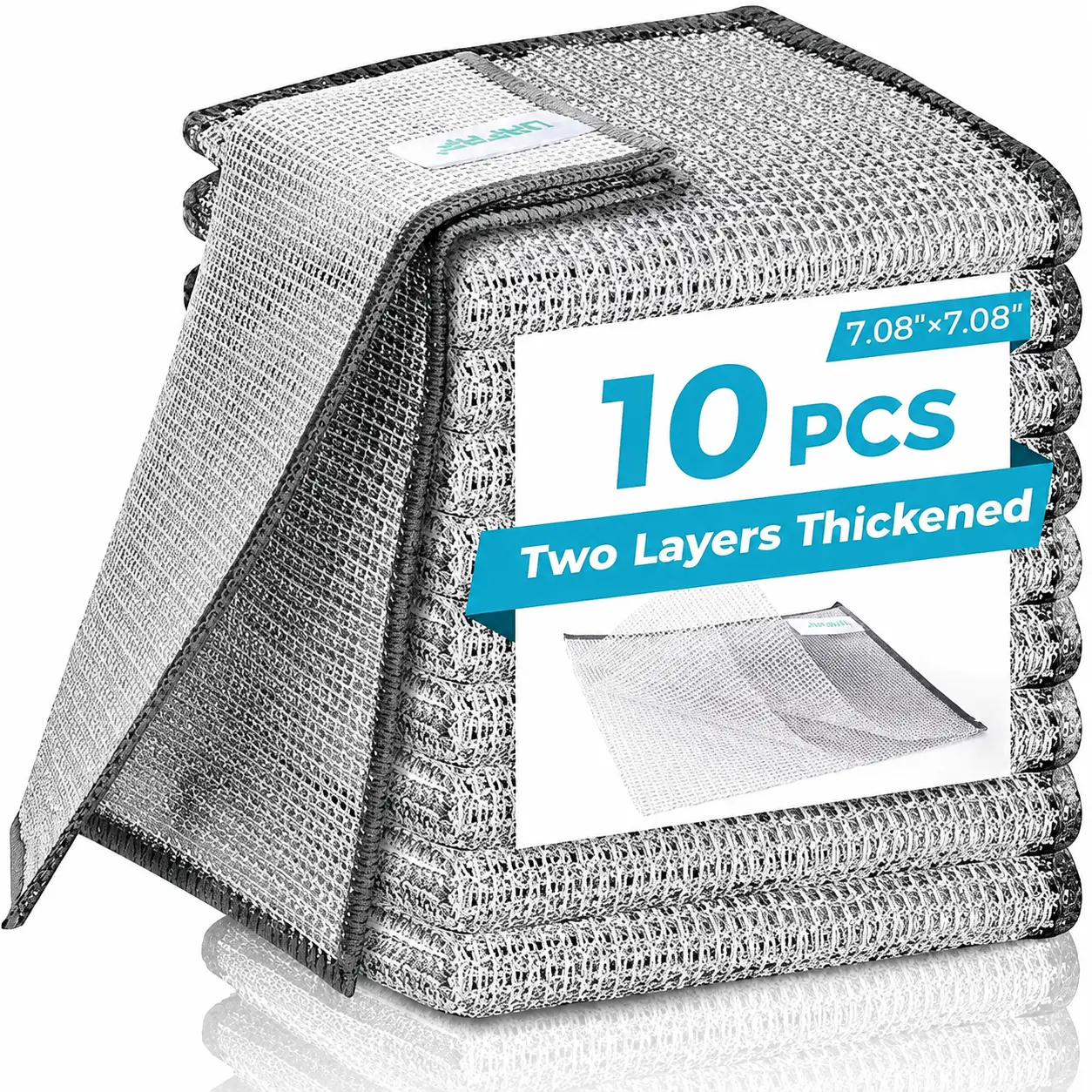 10-Pack Double Layer Non-Scratch Wire Cleaning Cloths, Reusable Household Scrub Pads for Smooth Glass, Baking Dishes, Pots, Sinks