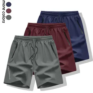 Men’s 3-piece set of casual ice silk athletic shorts—comfortable fabric, quick-drying and breathable—perfect for summer travel, gym training, seaside runs, and casual outings. Men's Breathable Shorts Quick-Dry Elastic Solid Color Zipper, Drawstring, Breat