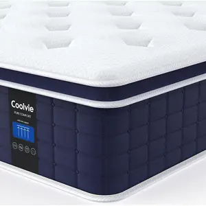 Coolvie 12 Inch Twin XL Mattress, Hybrid XL Twin Mattress in a Box, Medium Firm Feel, 3 Layer Premium Foam with Pocket Springs for Motion Isolation and Pressure Relieving, 100-Night Trial