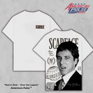 American Pulse Respect Power Scarface Globe Edition Tee Movie Shirt Film Lover Tee Cinema T-shirt Director Gift Movie Buff Apparel Film Festival Wear Cinema Fan Top Unisex Ultra Cotton T-Shirt Crewneck Clothes