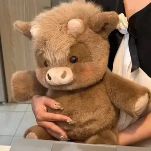 Kawaii Highland Cow Plushie, Ultra Soft Fluffy Running Stuffed Animal Pillow, Cute Cow Doll, Perfect Gift, 45cm/60cm Size Options