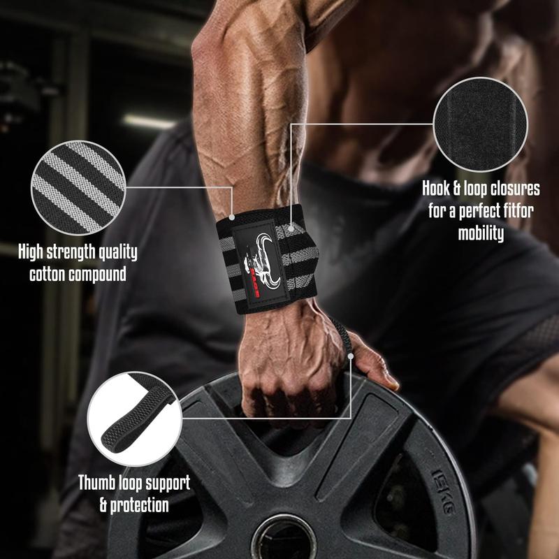 Wrist Wraps for Weightlifting - Adjustable Lifting Straps With Thumb Loop for Enhanced Gym Support, Powerlifting, Bodybuilding and Workout
