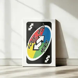 Love You More Uno Reverse Unframed - Playing Card Wall Art - Uno Card Poster Decor - Reversible Card Print Gift living room artwork anime lovely painting modern study dopamine home aesthetic couple canvas whimsical abstract decoration room decoration
